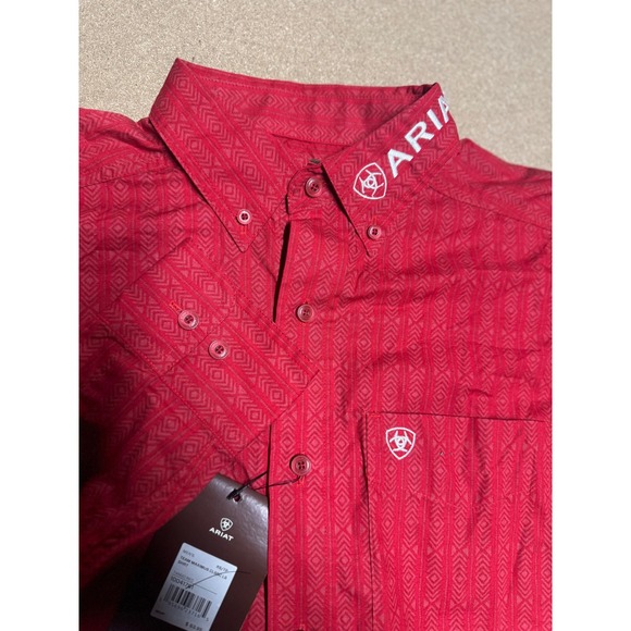 Ariat Kids Red Geometric Print Long Sleeve Button Down Shirt XS $67 - Picture 6 of 10